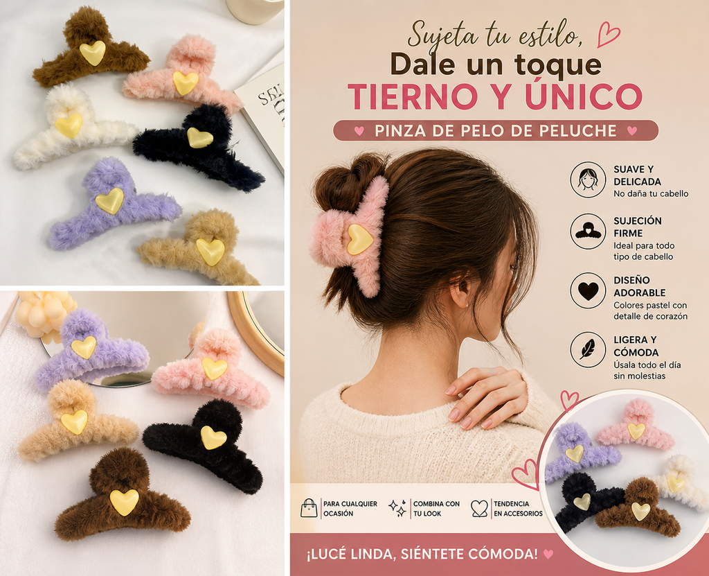 Pinza de Cabello PlushHeart Chic